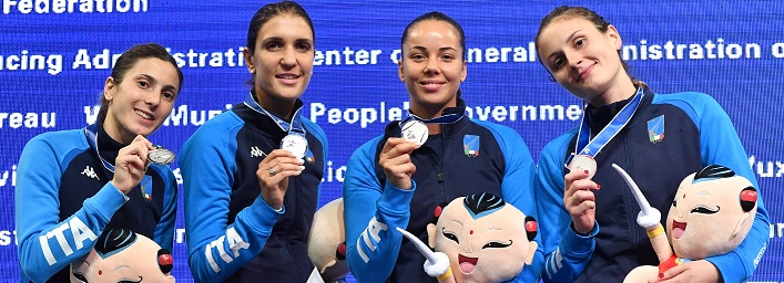 Chiara Cini con il quartetto d'argento ai Mondiali