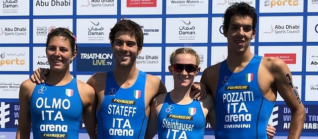 Delian Stateff con il quartetto della Mixed Relay negli Emirati